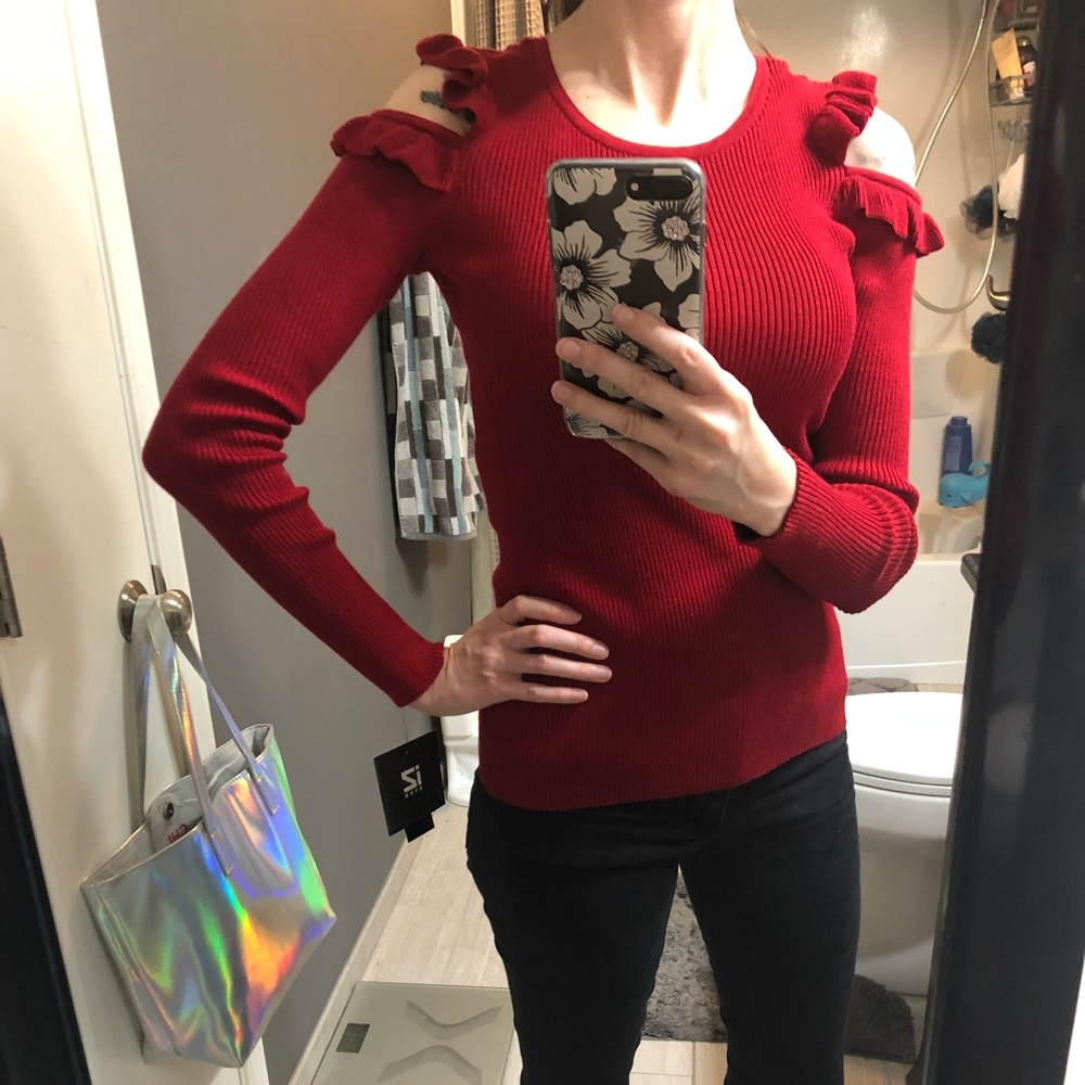 NWT IZ Byer Red Rib Sweater